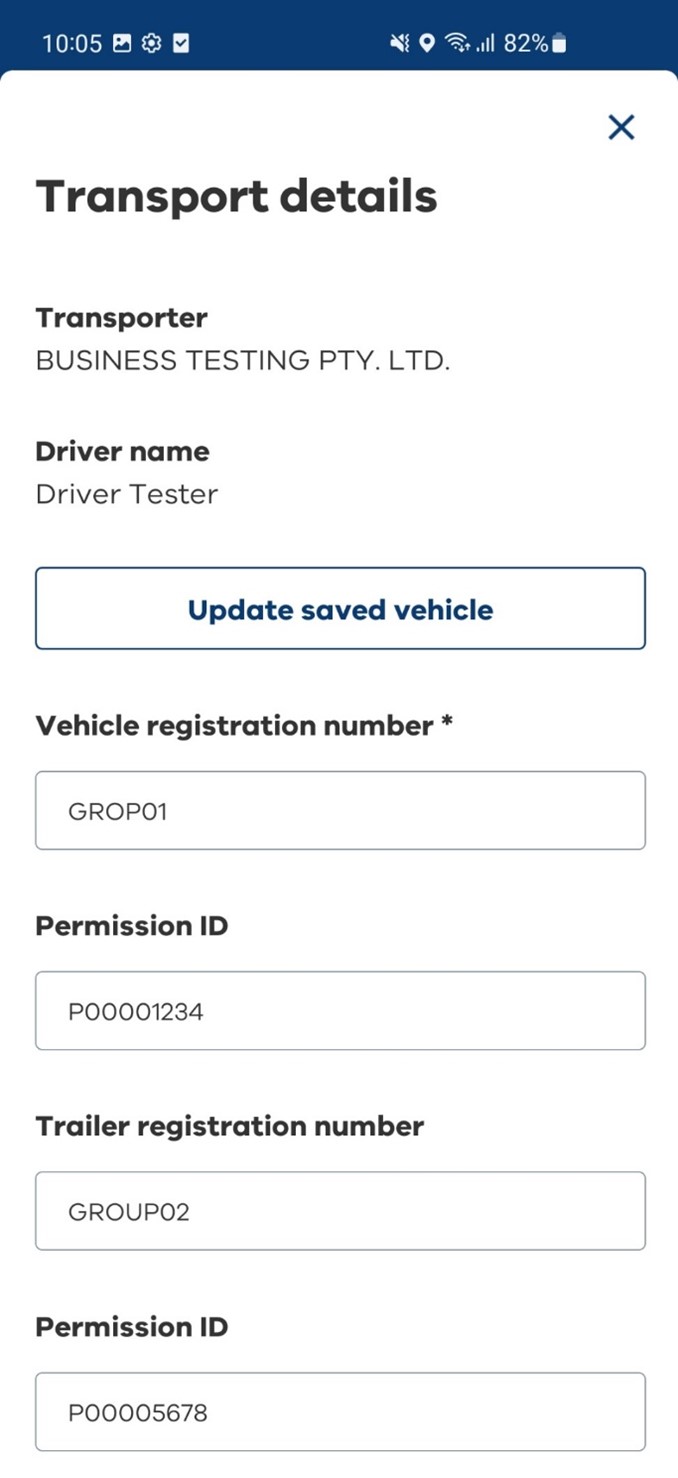 Waste Tracker transport details